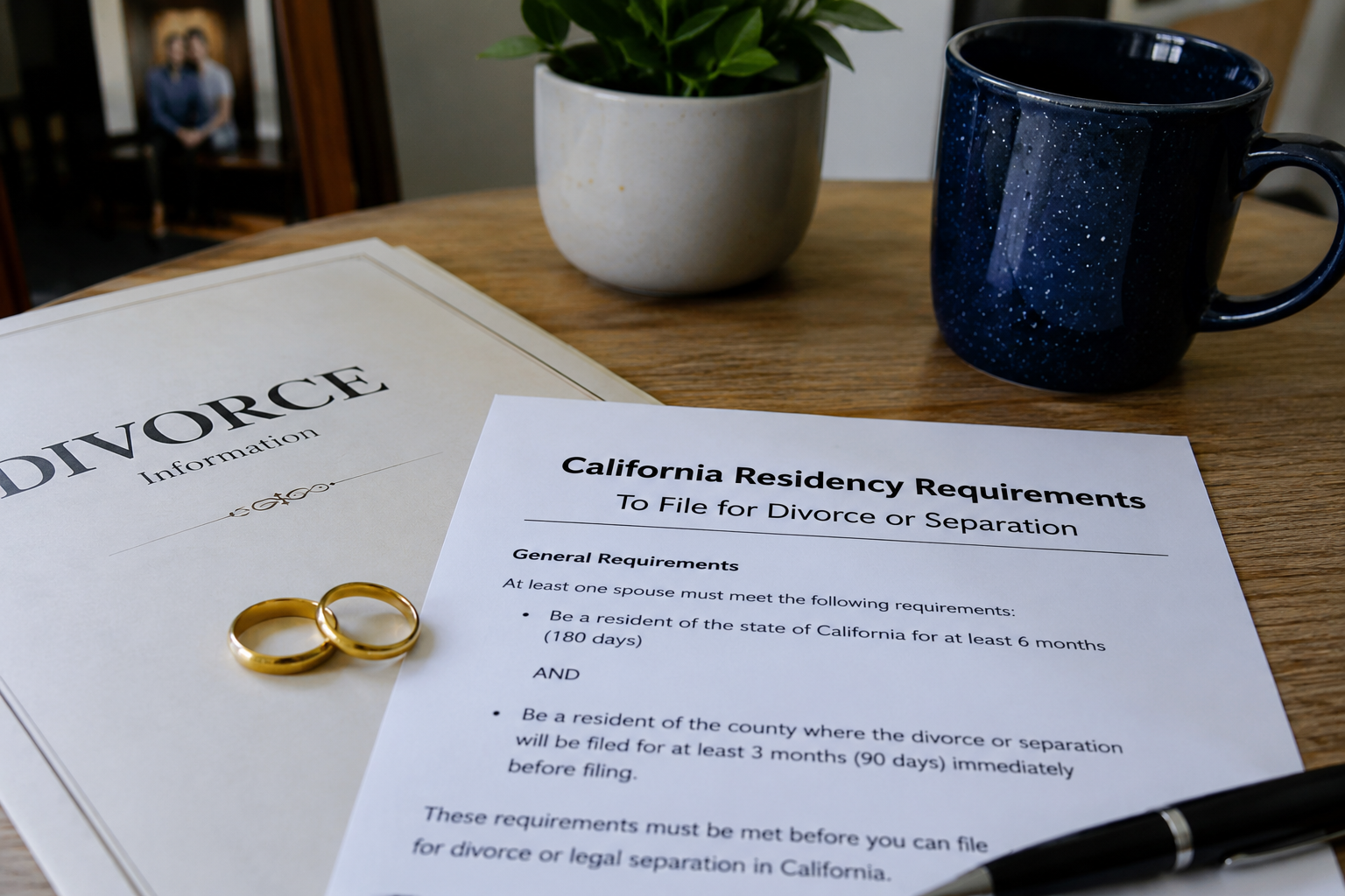residency requirements in California for divorce or separation